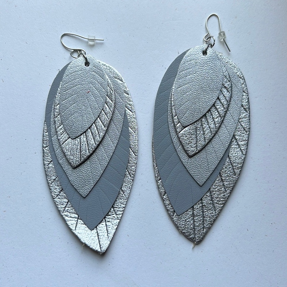 Faux Leather Feather Earrings